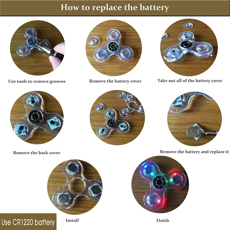 Cristal Luminoso LED luz Fidget Spinner Hand Top Spinners Brilham no Escuro EDC Stress Relief Toys Giroscópio Cinético para Crianças