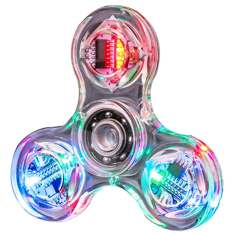 Cristal Luminoso LED luz Fidget Spinner Hand Top Spinners Brilham no Escuro EDC Stress Relief Toys Giroscópio Cinético para Crianças