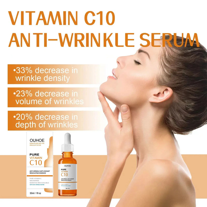 Vitamina C Removedor de Rugas Soro Facial Lifting Firmador Desbotamento Linhas Finas Anti-envelhecimento Essência Clareamento Iluminar Nutrir Cuidados com a Pele