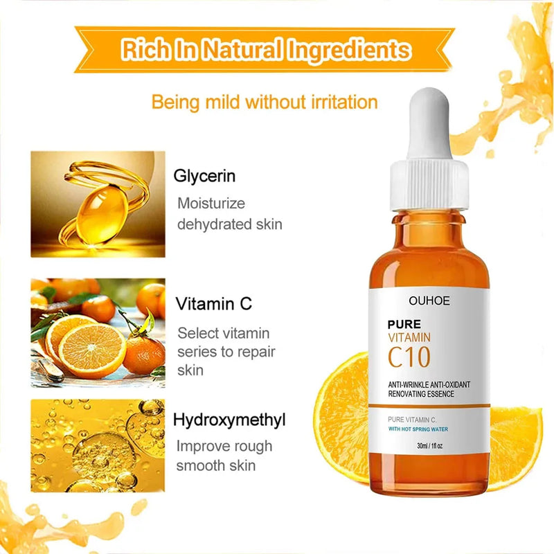 Vitamina C Removedor de Rugas Soro Facial Lifting Firmador Desbotamento Linhas Finas Anti-envelhecimento Essência Clareamento Iluminar Nutrir Cuidados com a Pele