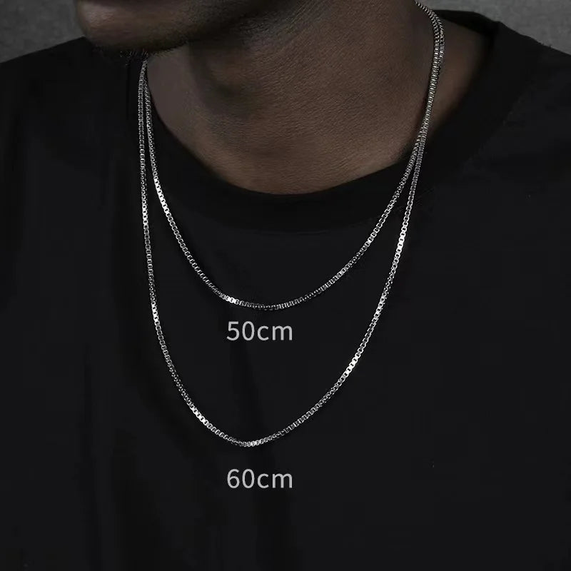 2mm Homens Hip Hop Aço Inoxidável Básico Cadeia Colar Simples Caixa Cadeia Street Wear Jóias Mulheres Acessórios de Moda