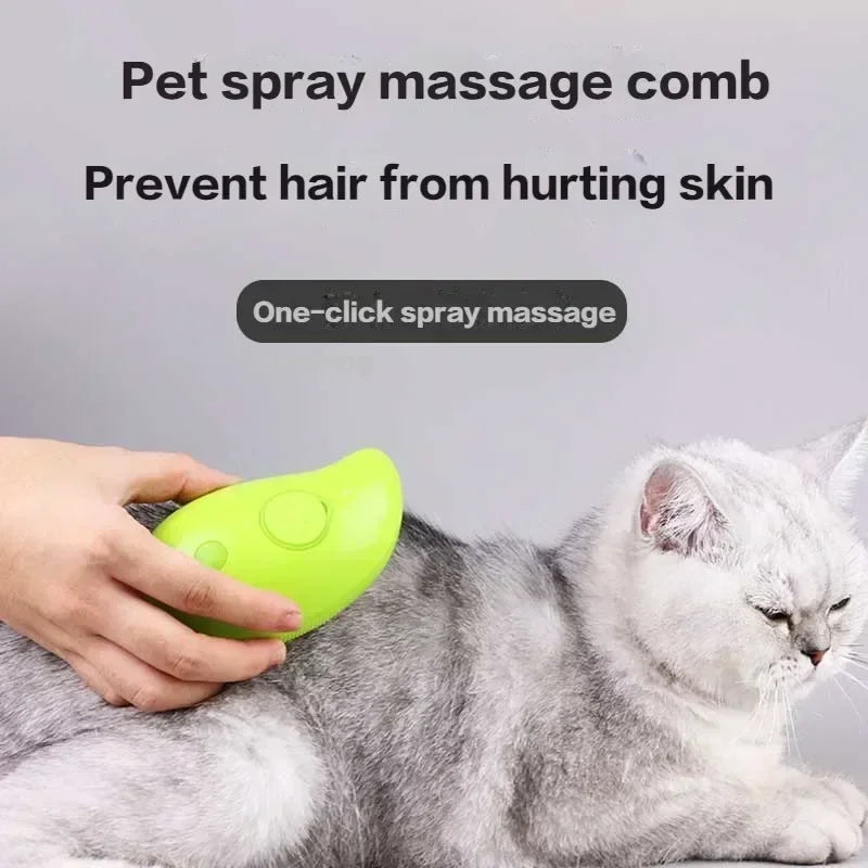 Escova a vapor para gatos Escova para cães fumegante 3 em 1 Escovas de cabelo de gato com spray elétrico para massagem Pente de depilação para animais de estimação