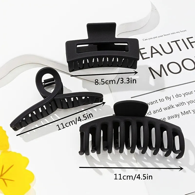 3pcs Simples Preto De Volta Da Placa De Cabeça Aperto De Cabelo Temperamento Cocar Feminino Moda Tubarão Clipe De Cabelo Aperto De Cabelo