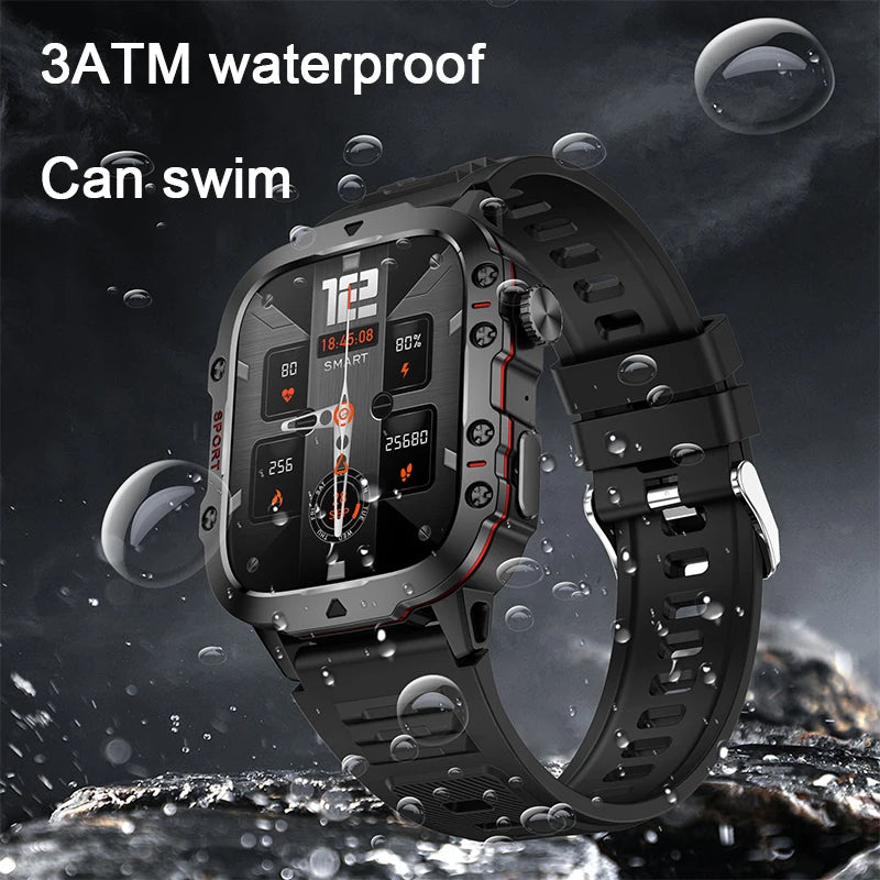 Novo Para Xiaomi Military Smart Watch Men IP68 5ATM Esportes Ao Ar Livre Rastreador de Fitness Monitor de Saúde 1.96 "BT Call Smartwatch