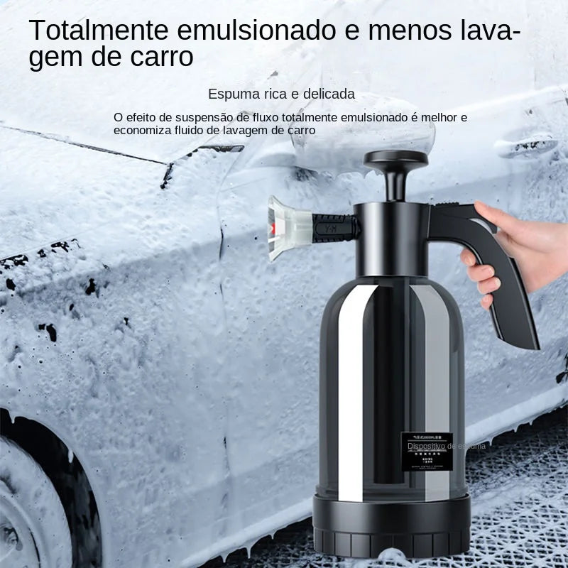 Pulverizador de espuma de bomba manual 2L com 3 tipos de bico Canhão de espuma pneumática manual Espuma de neve Garrafa de spray Limpeza de janela de carro