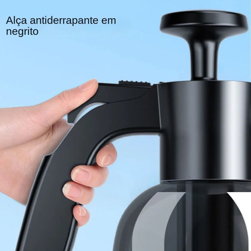 Pulverizador de espuma de bomba manual 2L com 3 tipos de bico Canhão de espuma pneumática manual Espuma de neve Garrafa de spray Limpeza de janela de carro