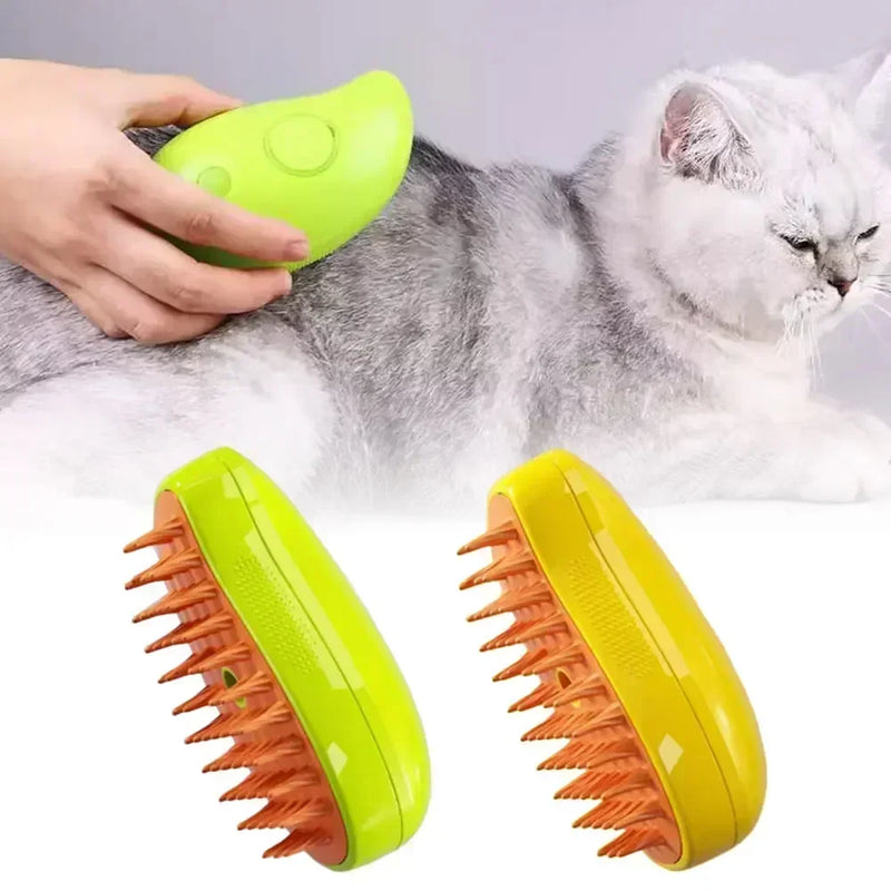 Escova a vapor para gatos Escova para cães fumegante 3 em 1 Escovas de cabelo de gato com spray elétrico para massagem Pente de depilação para animais de estimação