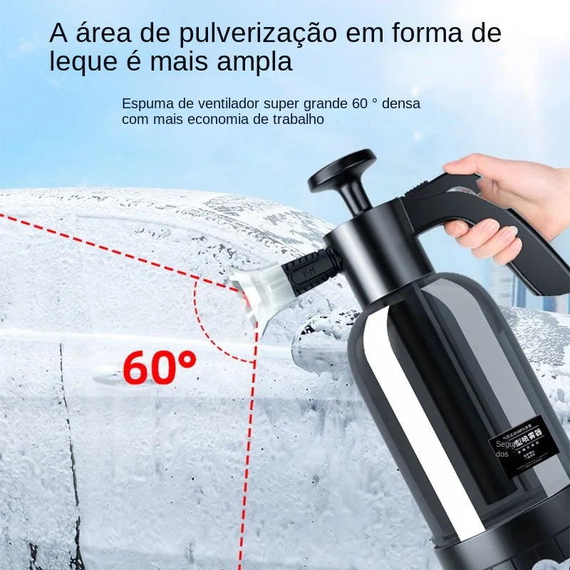 Pulverizador de espuma de bomba manual 2L com 3 tipos de bico Canhão de espuma pneumática manual Espuma de neve Garrafa de spray Limpeza de janela de carro